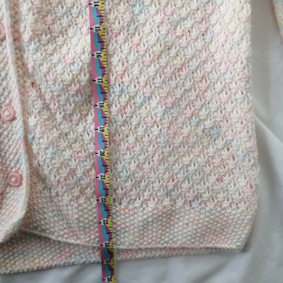 Vintage Hand Knit Pastel Multicolour Button Up Cardigan Size Medium - Picture 14 of 16